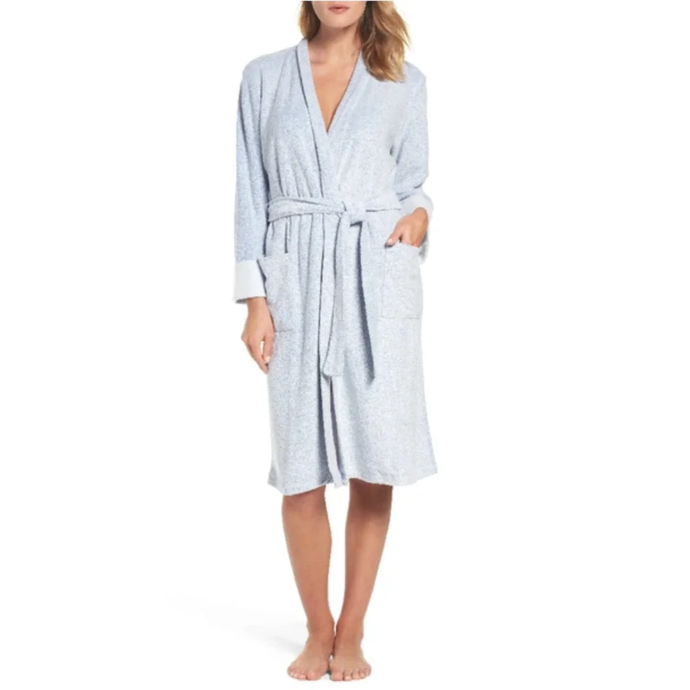 Natori Nirvana Brushed Terry Robe In Imperial Blue Soft And Cozy Size Small - Picture 4 of 8